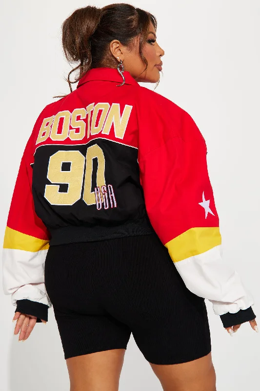 Massachusetts Hottie Bomber Jacket - Red/combo