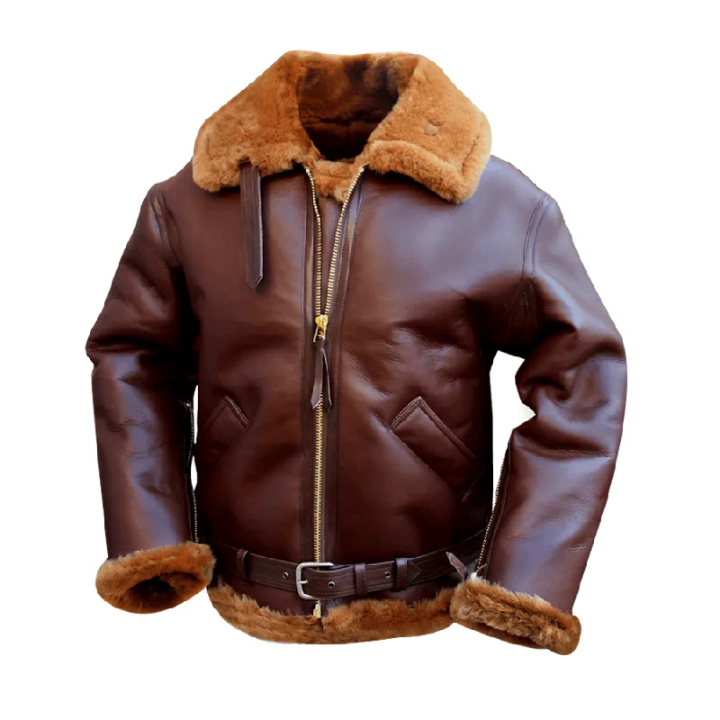 Men's Brown Shearling Bomber Leather Jacket