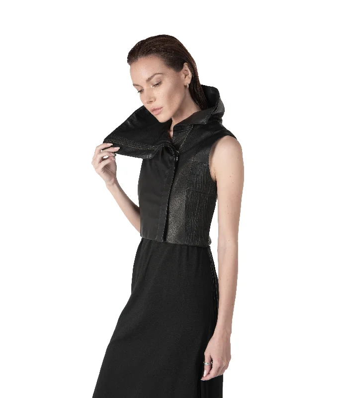 nightjar sleeveless leather vest