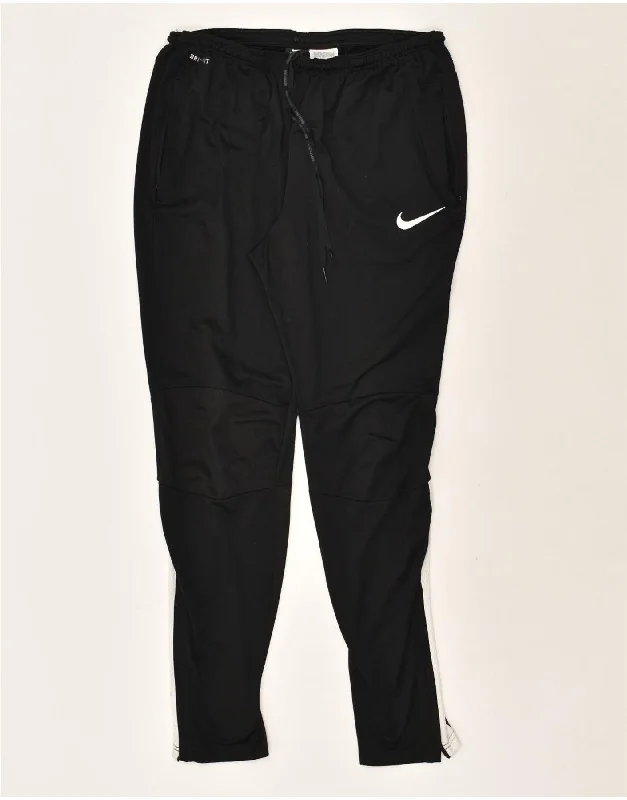 NIKE Womens Dri Fit Tracksuit Trousers UK 14 Large Black Polyester