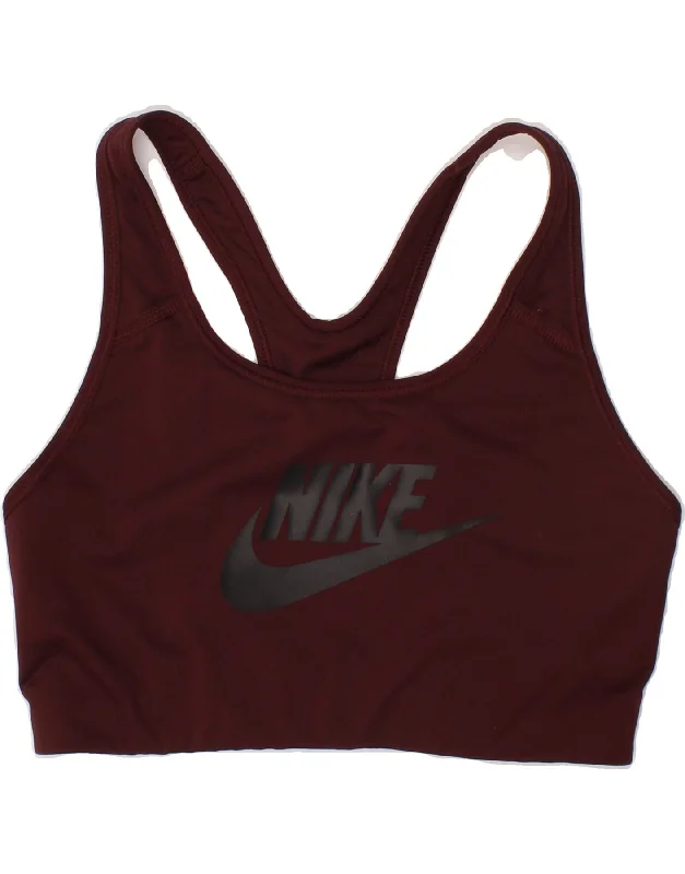 NIKE Womens Graphic Sport Bra Top UK 12 Medium Burgundy