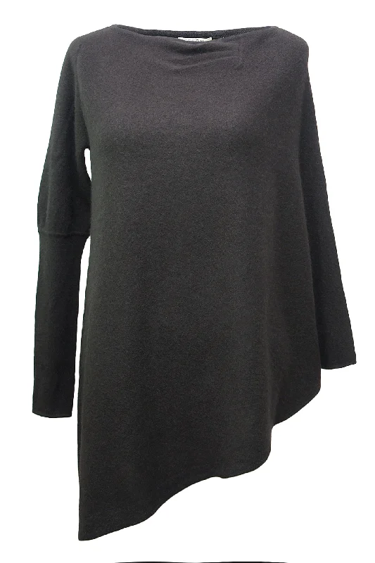 One sleeve cashmere poncho in Black