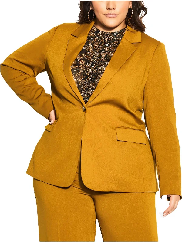 Plus Womens Polyester One-Button Blazer