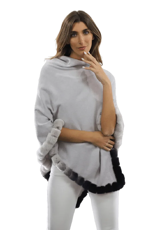 Poncho with Rex Rabbit Trim- Ombre