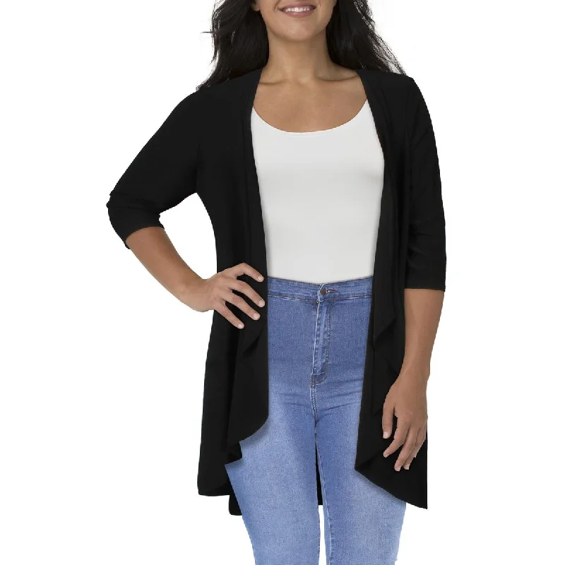 R&M Richards Womens Plus Knit Office Duster Blazer