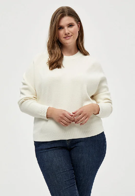 Rosalia Mock Neck Knit Pullover Curve - Cloud Dancer