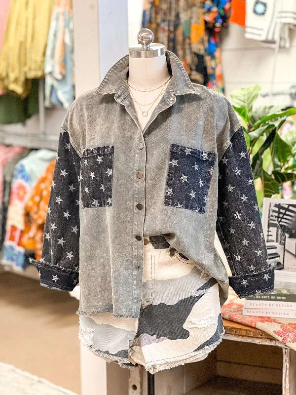 STAR SLEEVE DENIM SHIRT/JACKET