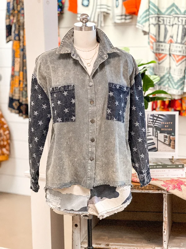 STAR SLEEVE DENIM SHIRT/JACKET