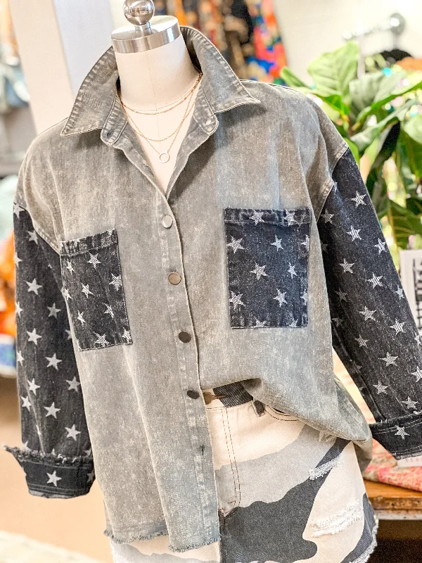 STAR SLEEVE DENIM SHIRT/JACKET