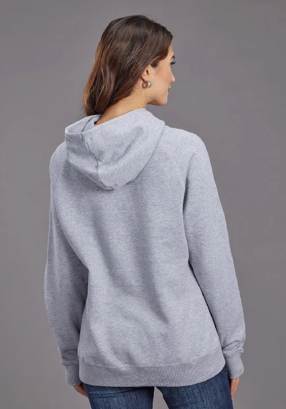 Stetson Womens Horserider Stars Grey Cotton Blend Hoodie