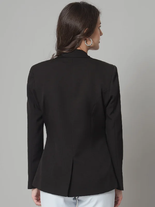 Regular Fit Stretch Notch collar blazer-Black