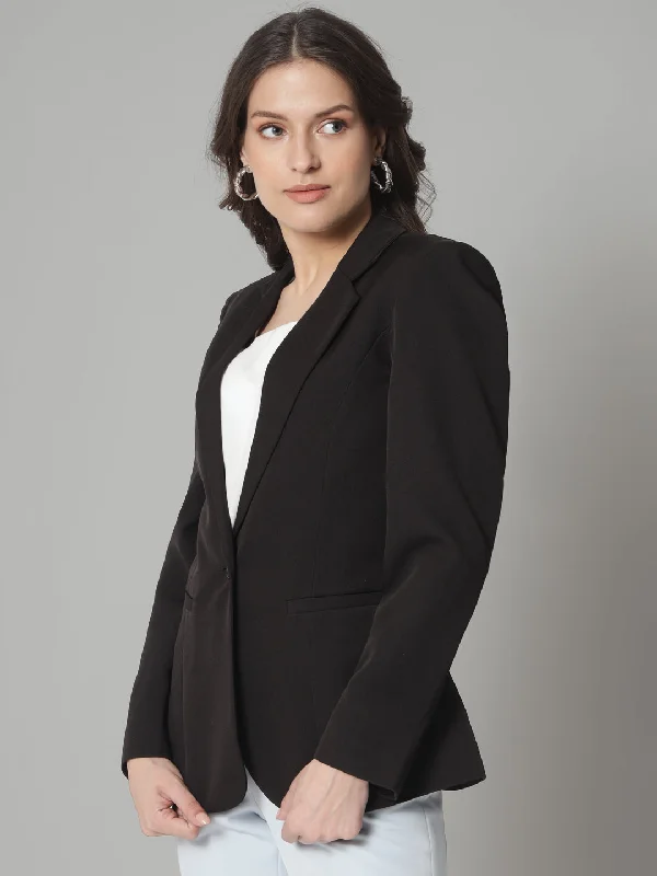 Regular Fit Stretch Notch collar blazer-Black