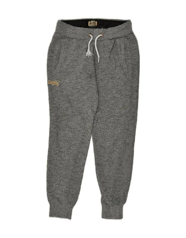 SUPERDRY Womens Tracksuit Trousers Joggers UK 10 Small Grey Flecked Cotton