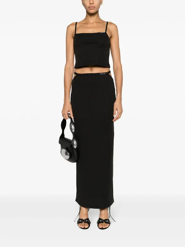 T BY ALEXANDER WANG Women W/ Skinny Woven Label G String Floor Length Skirt