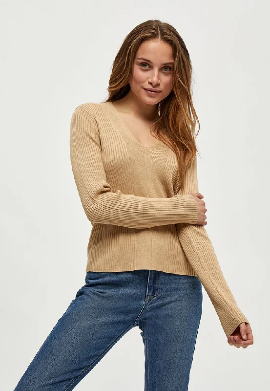 PCTana Rib Pullover - Warm Sand Melange