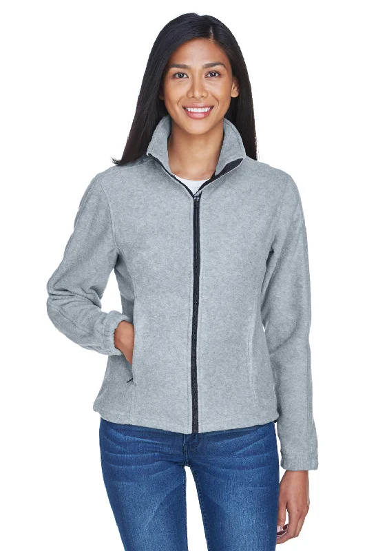 UltraClub Womens Iceberg Pill Resistant Fleece Full Zip Jacket - Heather Grey