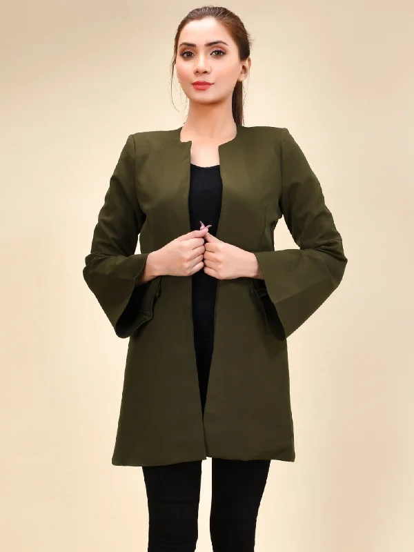 Bell Sleeved Coat - Army Green