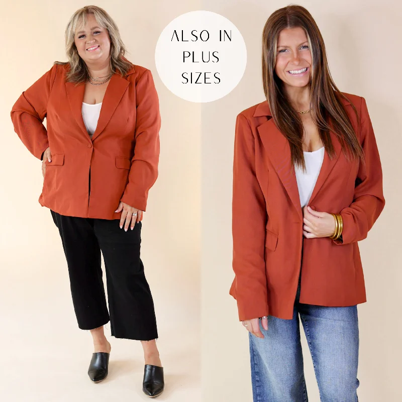 Winning Awards Long Sleeve Blazer in Rust Brown