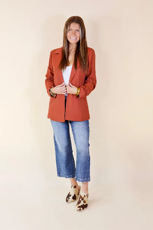 Winning Awards Long Sleeve Blazer in Rust Brown