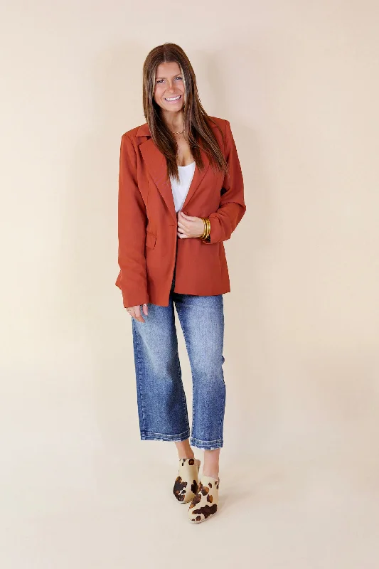 Winning Awards Long Sleeve Blazer in Rust Brown