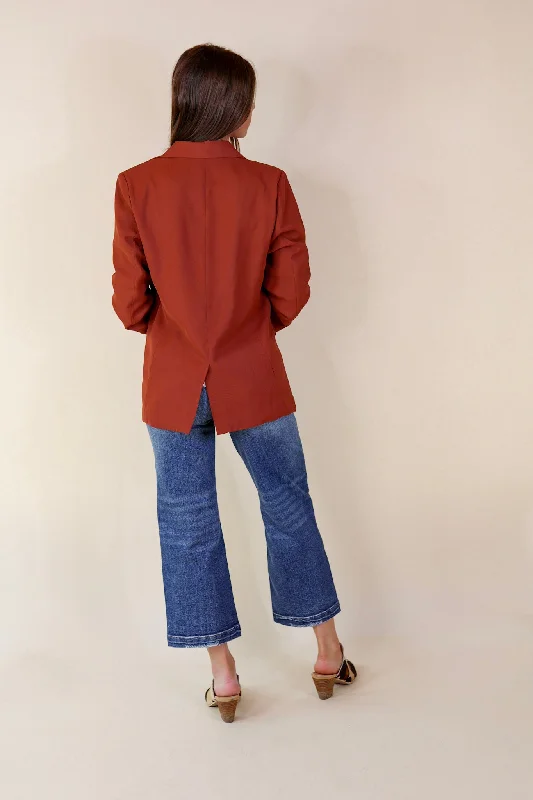 Winning Awards Long Sleeve Blazer in Rust Brown