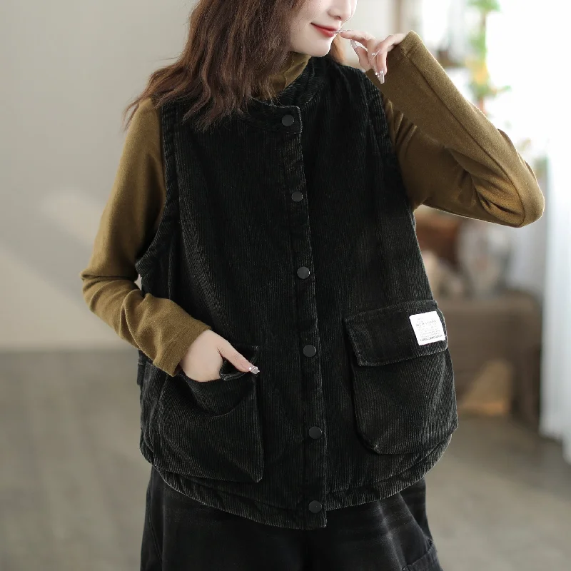 Women Autumnn Winter Corduroy Cotton Looise Waistcoat