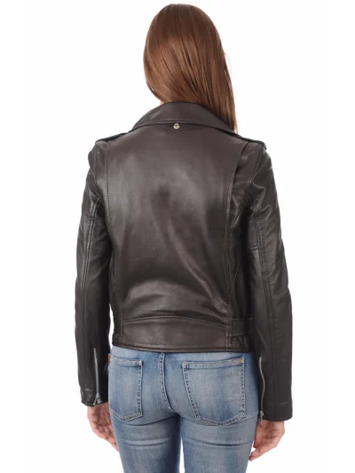 Women’s Pure Brown Leather Biker Jacket