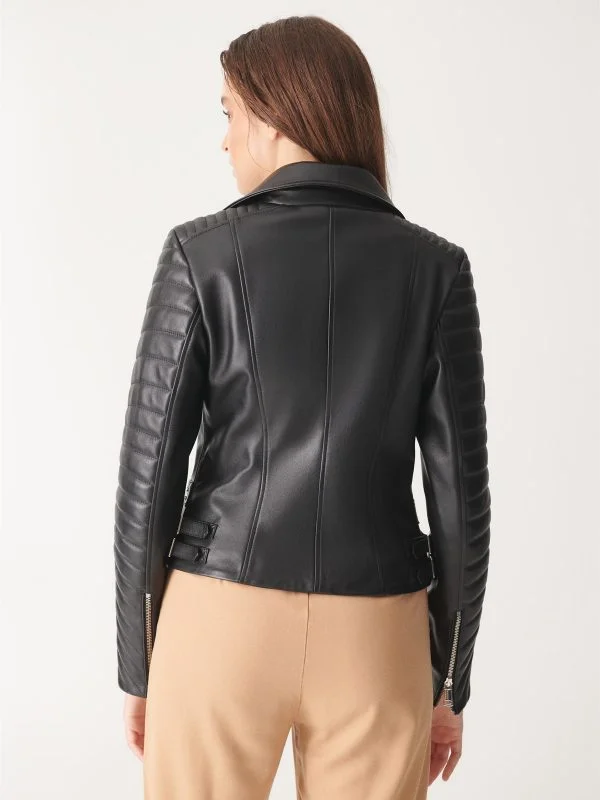 Women Stylish Black Biker Leather Jacket