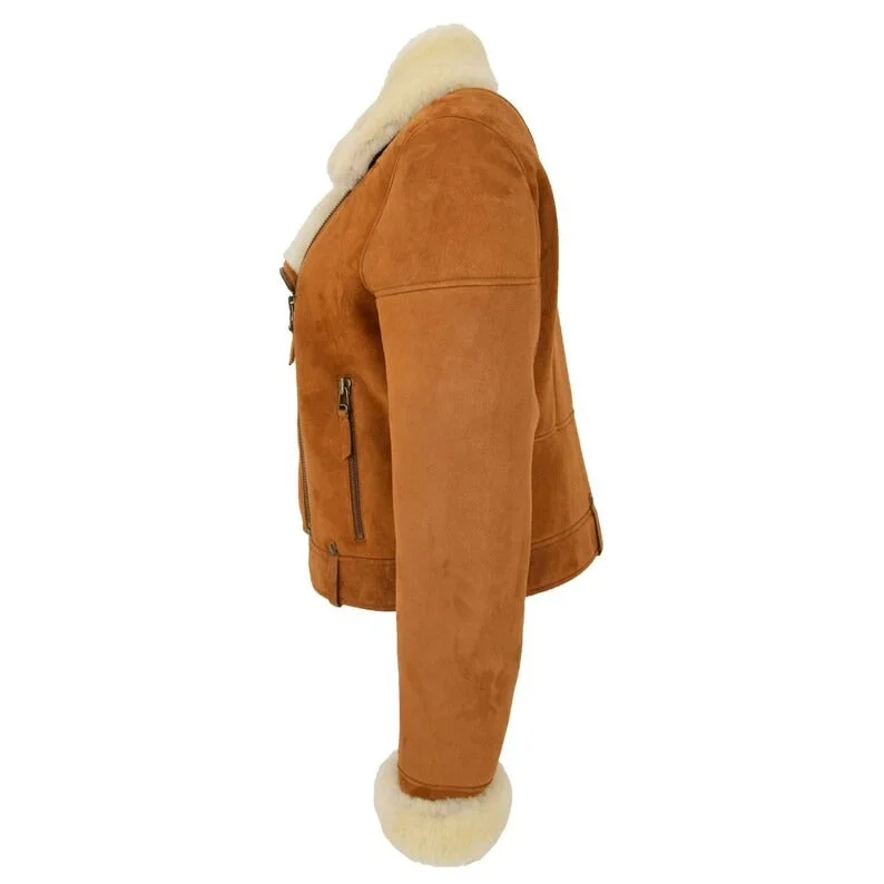 Women's B3 Shearling Sheepskin Fur Aviator Jacket