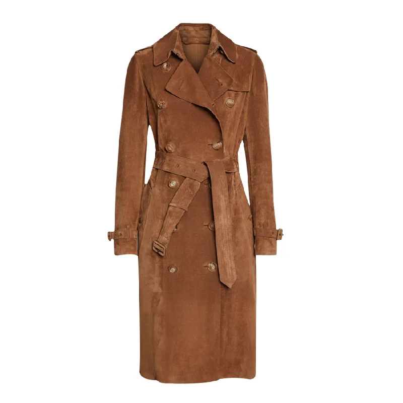 Women's Brown Suede Trench Coat