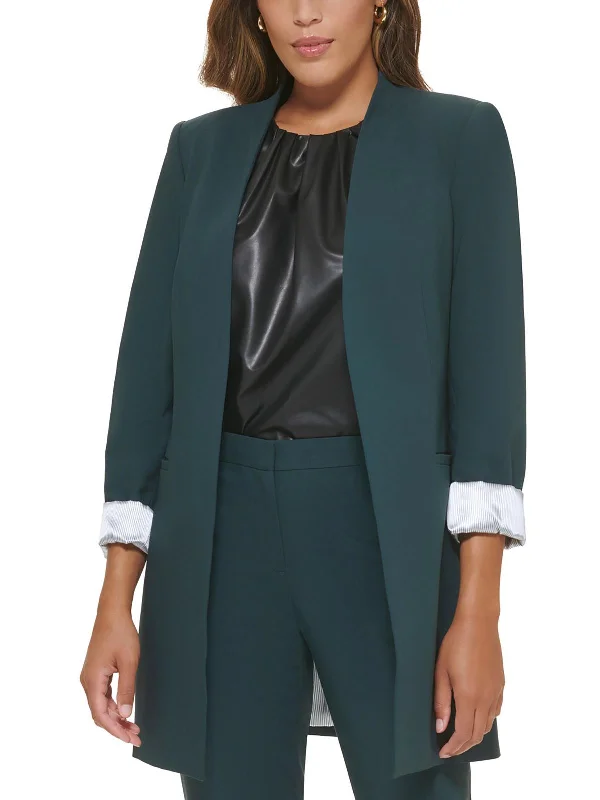 Womens Crepe Business Open-Front Blazer