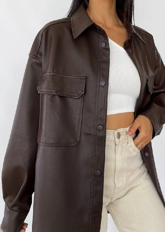 Women's Handmade Oversize Real Leather  Chocolate Brown Bomber Jacket