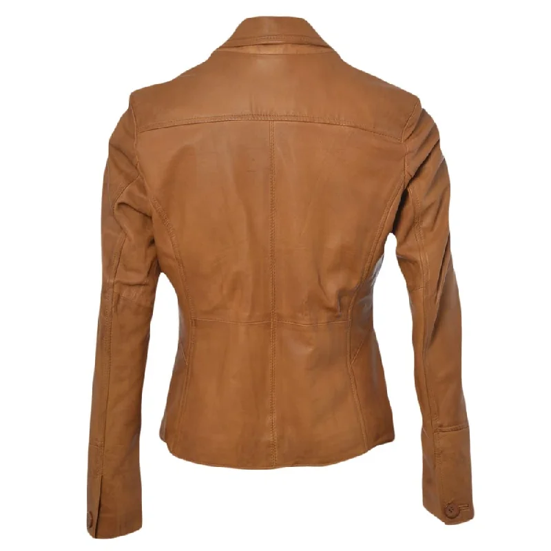 Women's Vintage Brown Sheep Leather Slim Fit Blazer Jacket