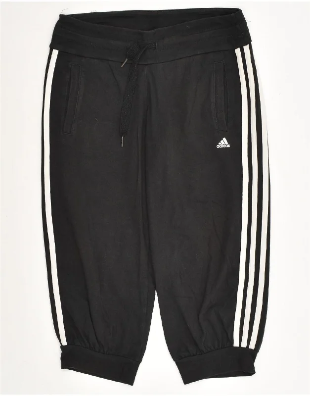 ADIDAS Womens Capri Tracksuit Trousers Joggers UK 6 XS Black Cotton