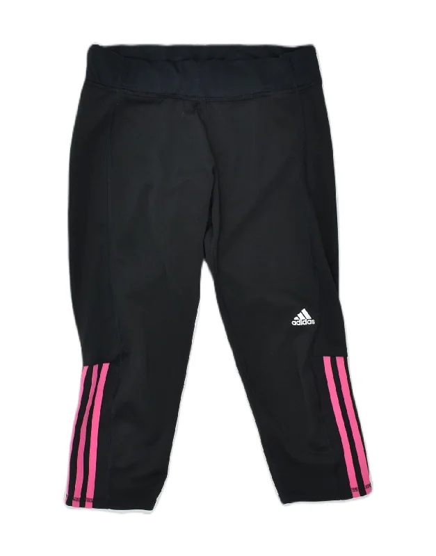 ADIDAS Womens Capri Tracksuit Trousers UK 12/14 Medium Black Polyester