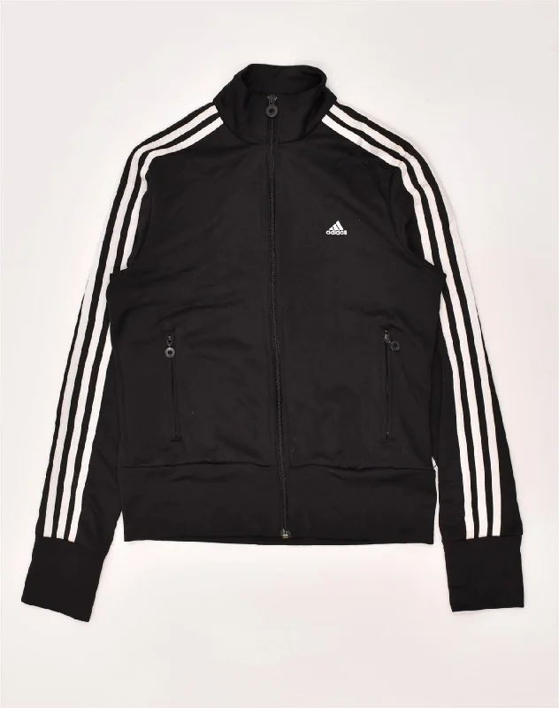 ADIDAS Womens Tracksuit Top Jacket UK 10 Small  Black Polyester