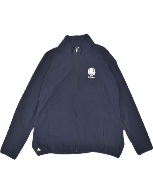 ADIDAS Womens Tracksuit Top Jacket UK 18 XL Navy Blue Polyester