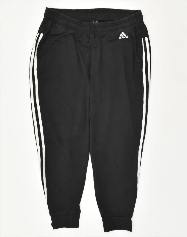 ADIDAS Womens Tracksuit Trousers Joggers UK 16 Large Black Cotton