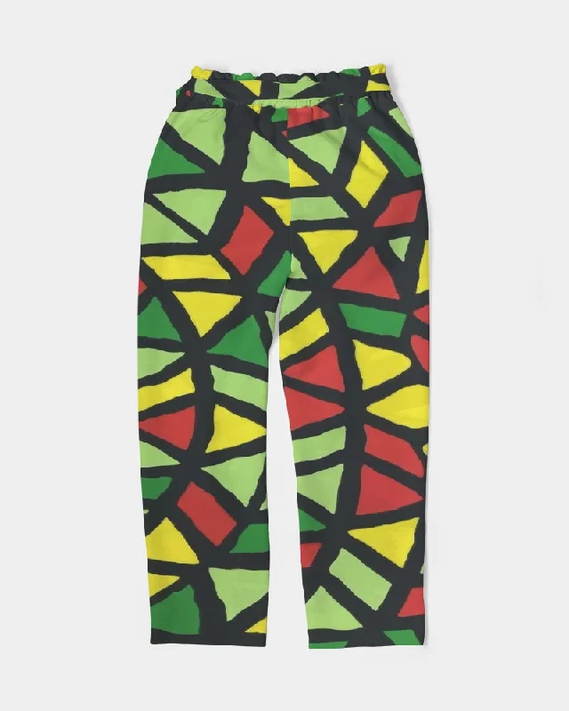 AKH African Symmetry Art Women's Belted Tapered Pants