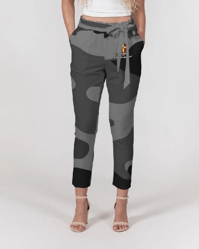 AKH Black Camouflage Women's Belted Tapered Pants