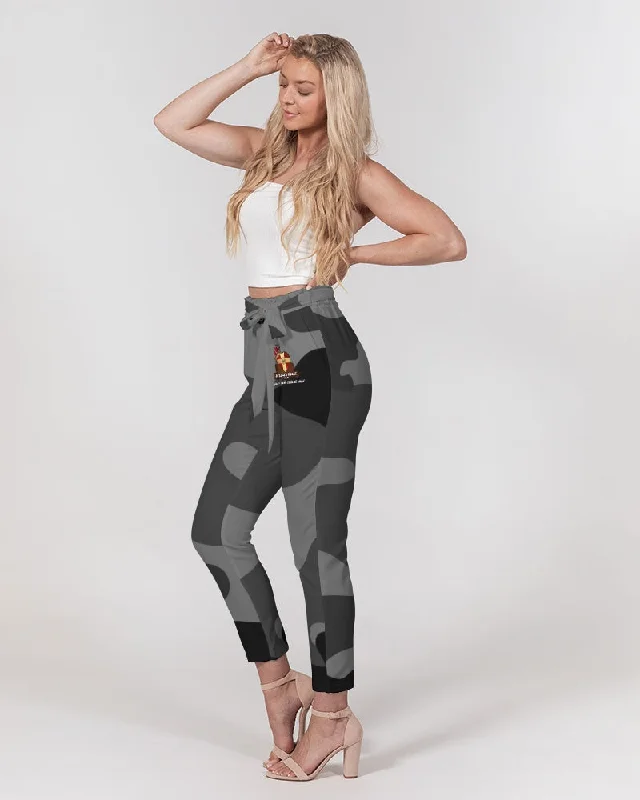 AKH Black Camouflage Women's Belted Tapered Pants