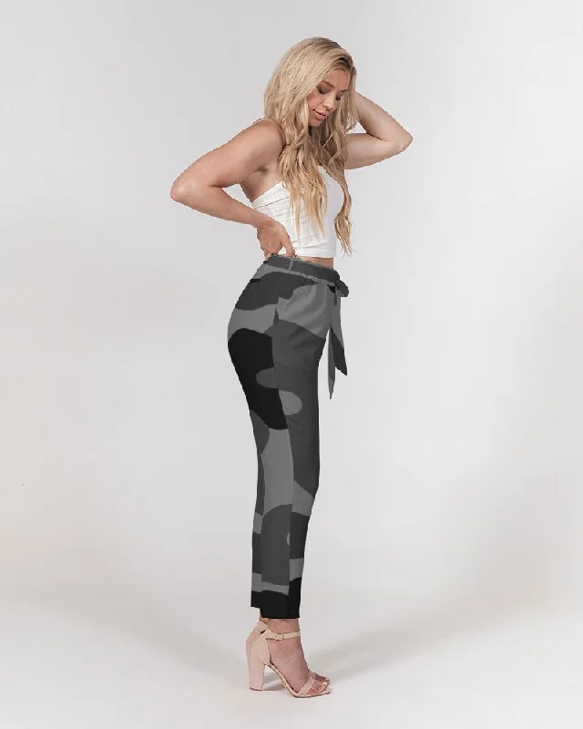 AKH Black Camouflage Women's Belted Tapered Pants