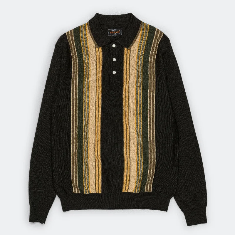 Knit Polo Stripe - Dark Green