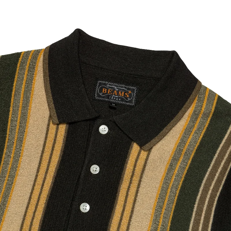 Knit Polo Stripe - Dark Green