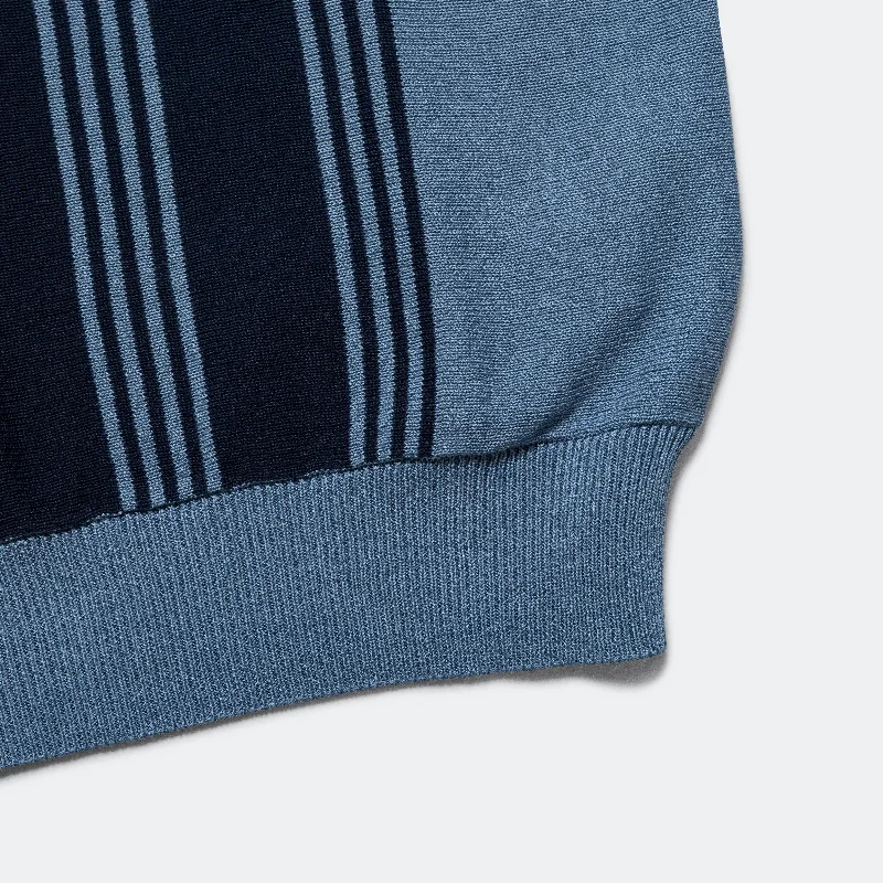 Knit Polo Stripe 12G - Blue