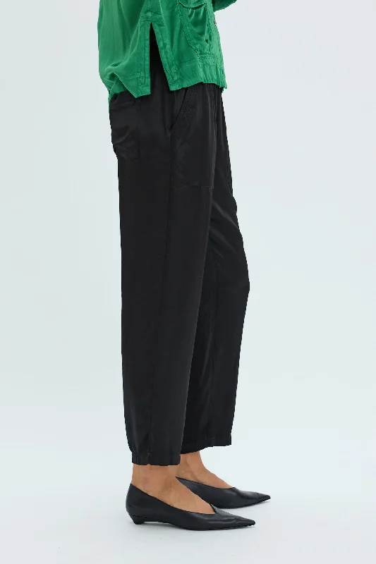 Pebble Satin Black Trapunto Pant