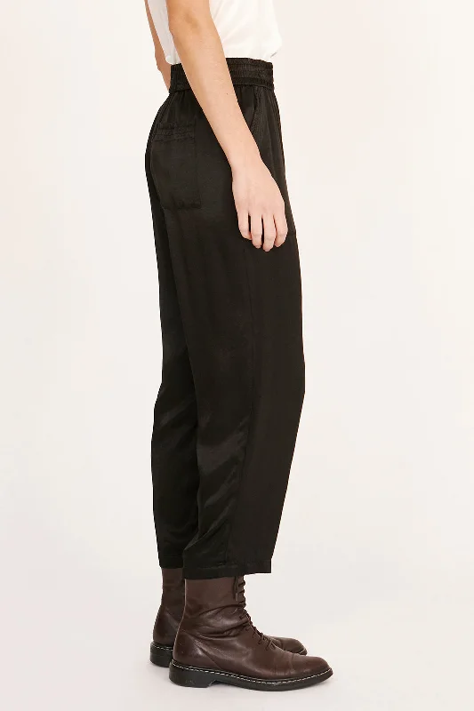 Pebble Satin Black Trapunto Pant