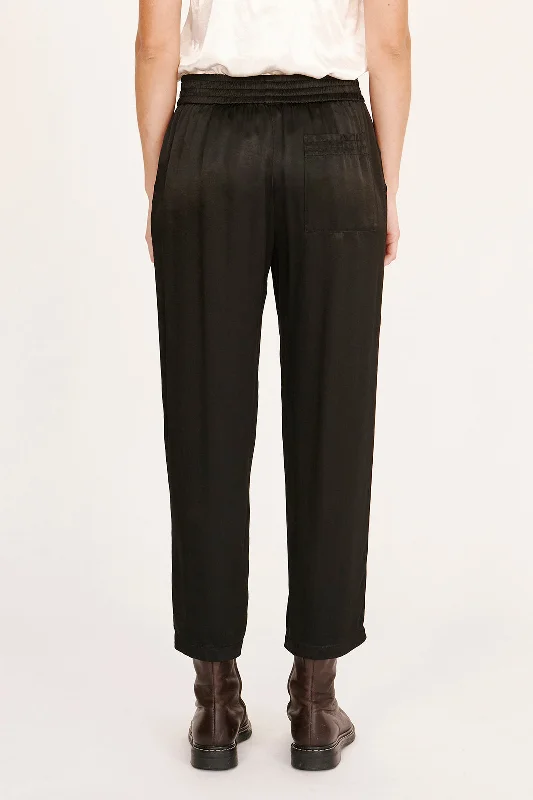 Pebble Satin Black Trapunto Pant