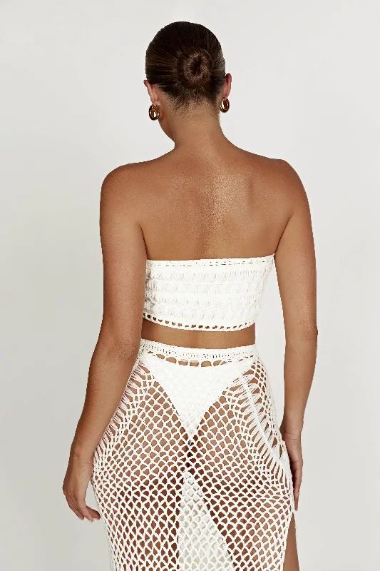 Bonnie Crochet Bandeau Top - White