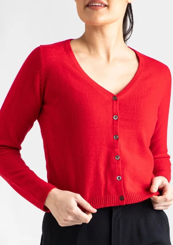 Cashmere Rhian V-neck Cardigan in Red